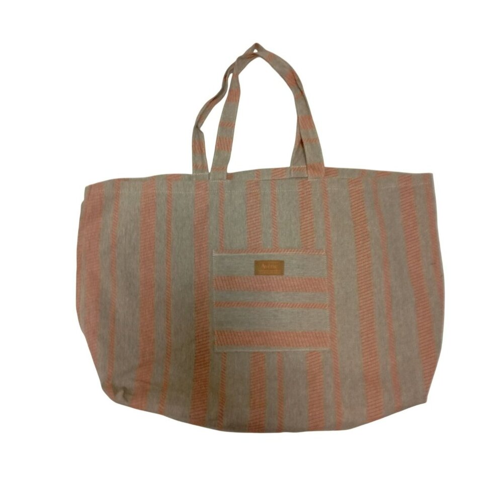 Eco-Friendly Avène Tote Bag With Orange Stripes Made Of Linen & Recycled Fabrics